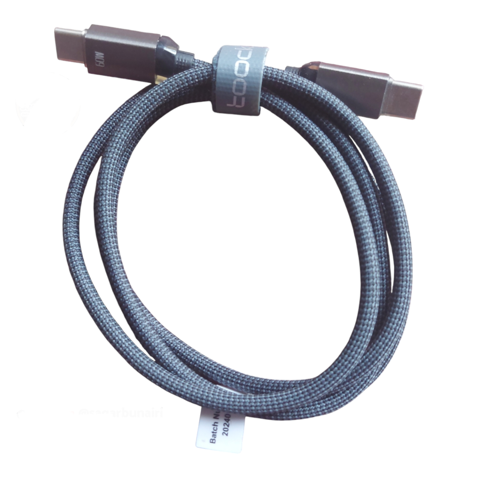 1pc Toocki USB-C to USB-C Cable - 60W PD Fast Charging Cable