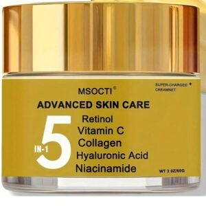 1pc MSOCTI (60gm) Advanced 5-in-1 Anti-Aging Cream for All Skin Types – Moisturizing Face Cream with Retinol, Vitamin C, Collagen, Hyaluronic Acid, Niacinamide – Alcohol-Free, Firming & Repairing Skin Care.